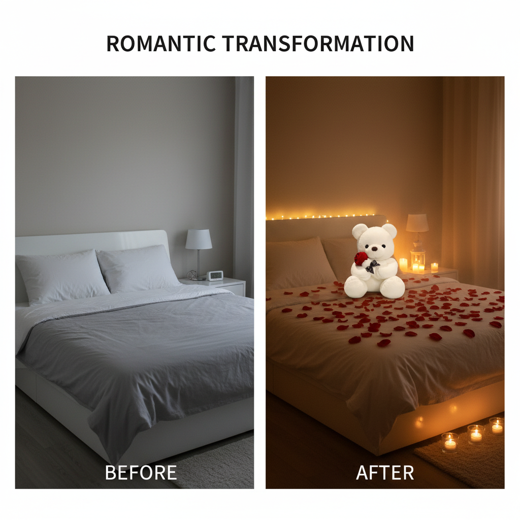 Kawaii Teddy Bear with Roses Plush Toy Soft Bear Stuffed Doll Romantic Gift for Lover Home Decor Valentine's Day Gifts for Girls